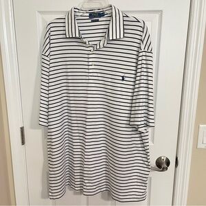 Polo Ralph Lauren Men's Short Sleeve Navy & White Striped Polo Size XLT